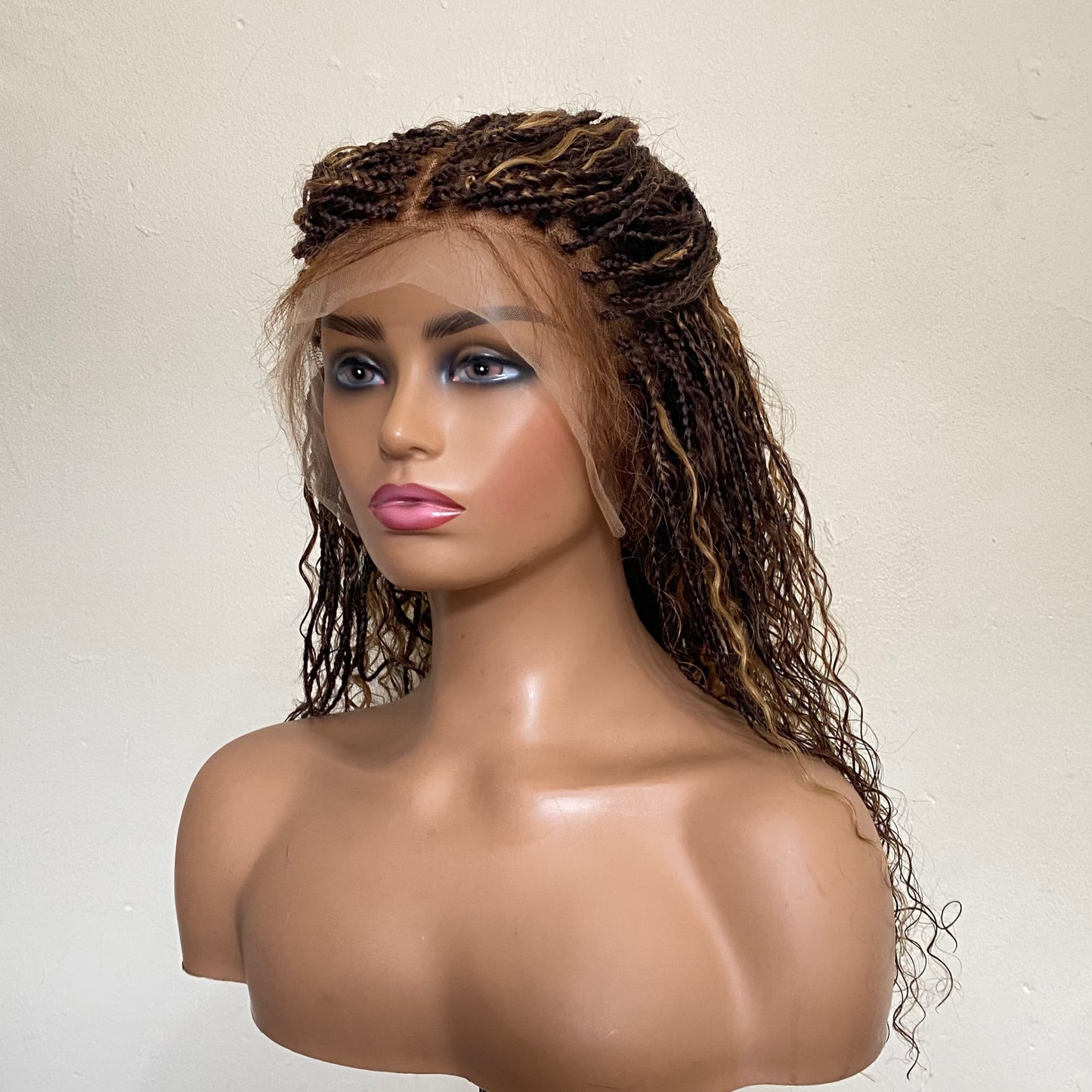 Deep Wave Bohofushion Braid Wig Human Hair –   P427 Highlights Brazilian preplucked waterwave curly Goddess Braids