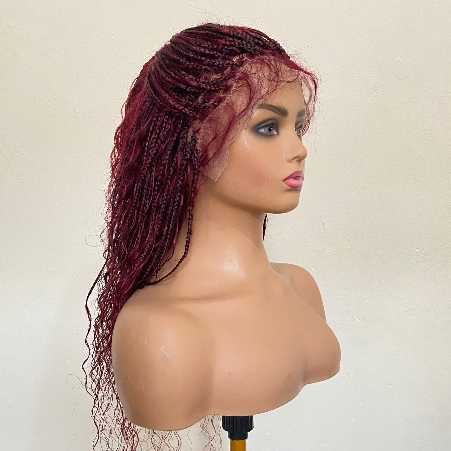 Lace Front Deep Wave Bohofushion Braid Wig Human Hair –   99J  Brazilian preplucked waterwave curly Goddess Braids