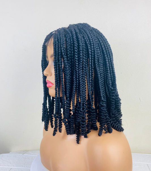 Short Knotless box braid wig for Ladies. Glue less Lace top wig for women