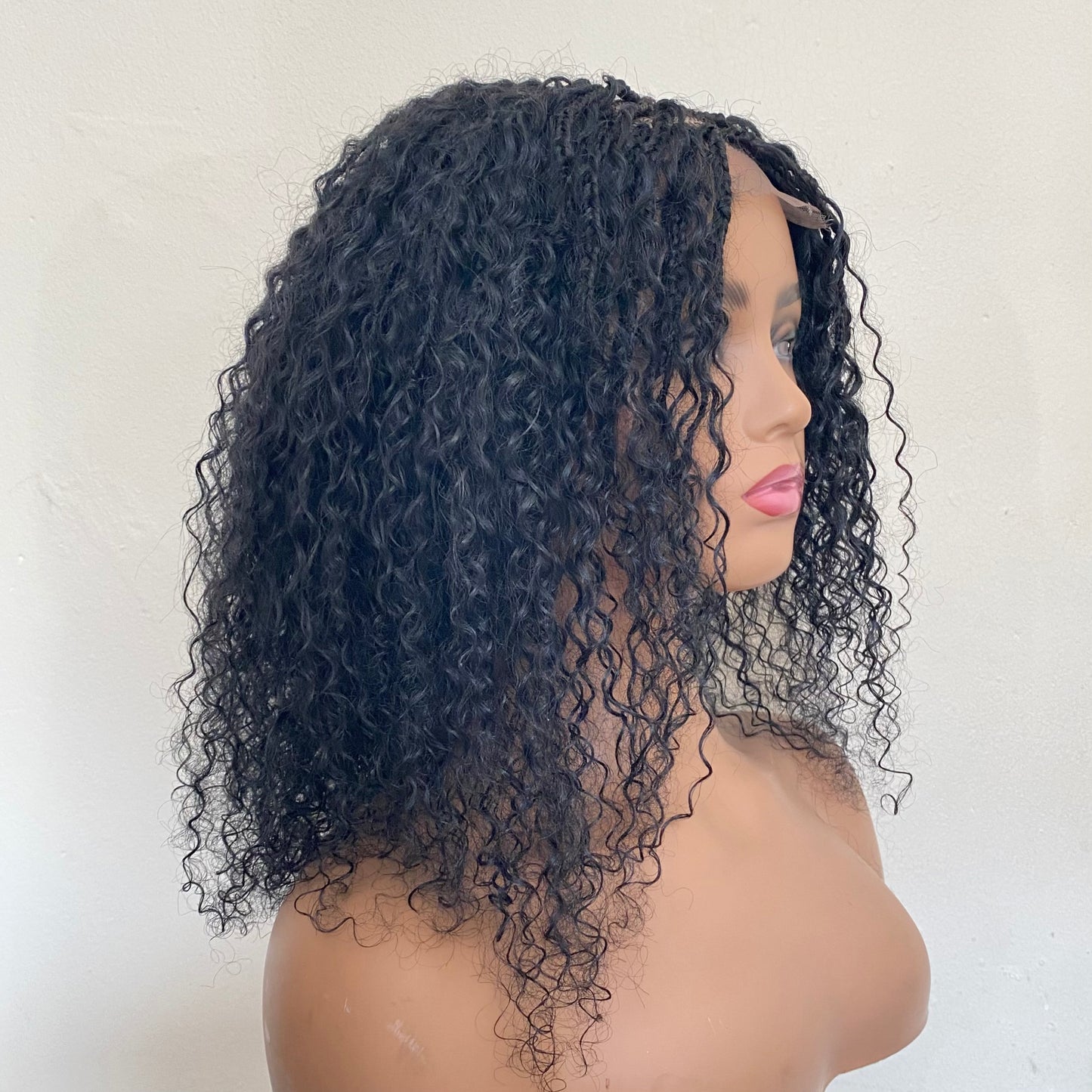 Human Hair blend Goddess Braid wig Boho braided wigs Short Bob wig Jerry curls