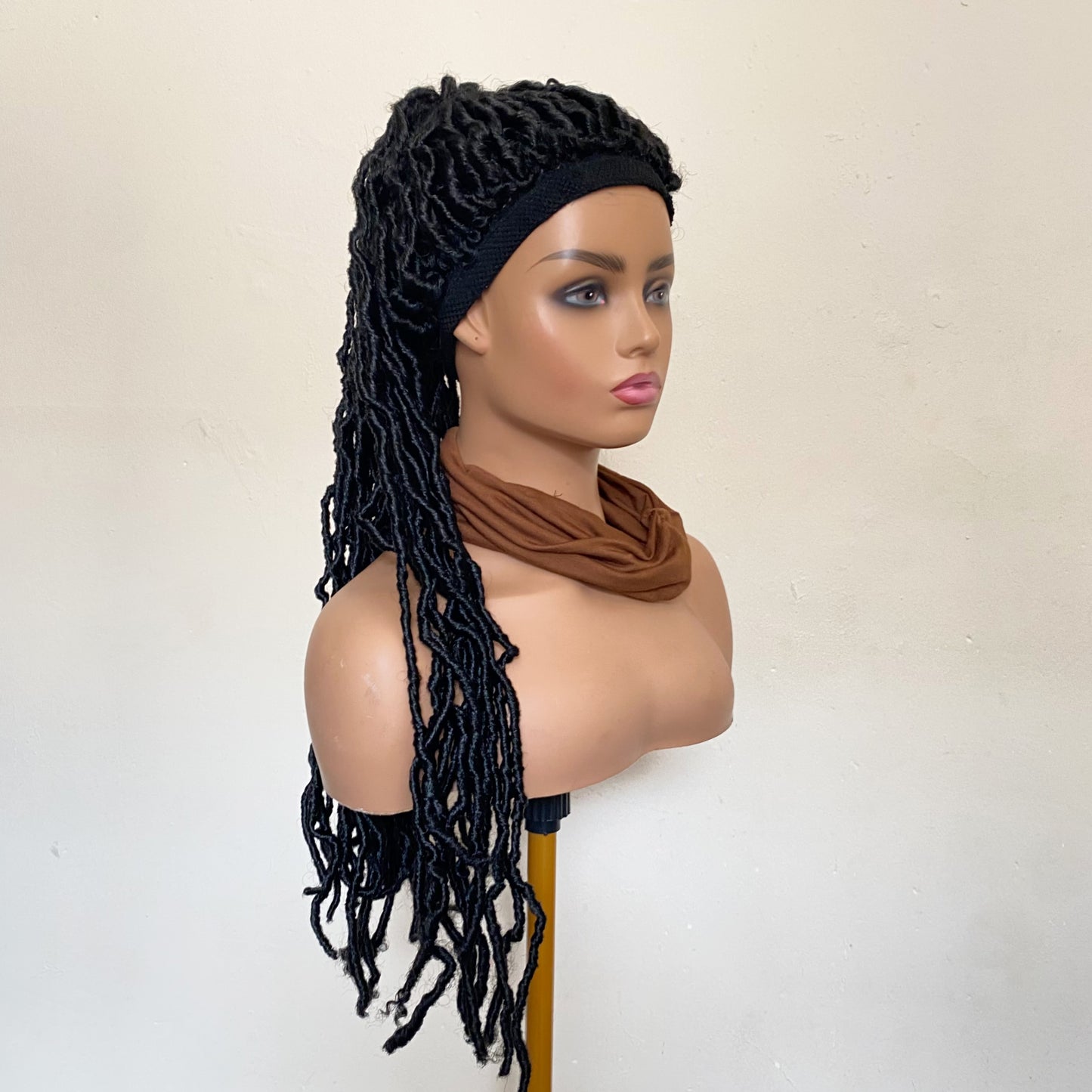 30” Dreadlock Headband Wig | Long Faux Locs Wig | Handmade Protective Style | Breathable Mesh Cap | Adjustable Wig