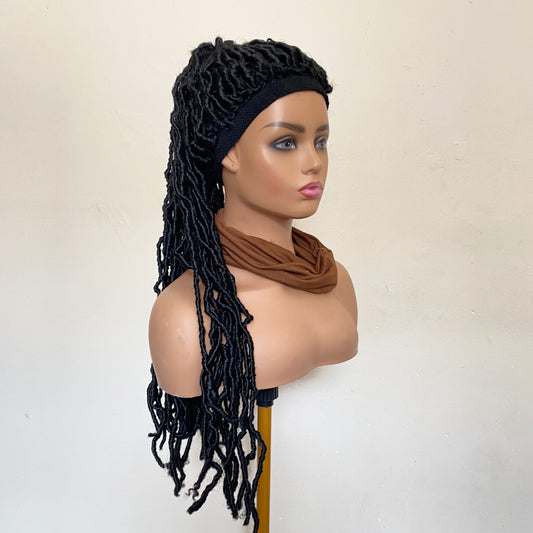30” Dreadlock Headband Wig | Long Faux Locs Wig | Handmade Protective Style | Breathable Mesh Cap | Adjustable Wig