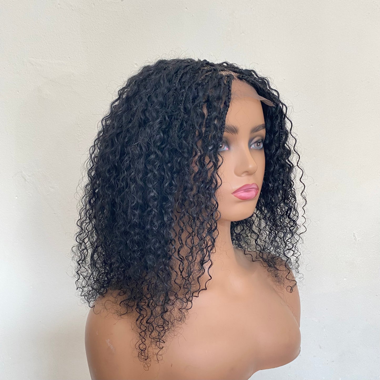 Human Hair blend Goddess Braid wig Boho braided wigs Short Bob wig Jerry curls
