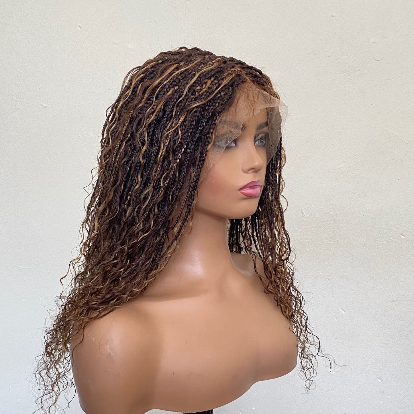 Deep Wave Bohofushion Braid Wig Human Hair –   P427 Highlights Brazilian preplucked waterwave curly Goddess Braids