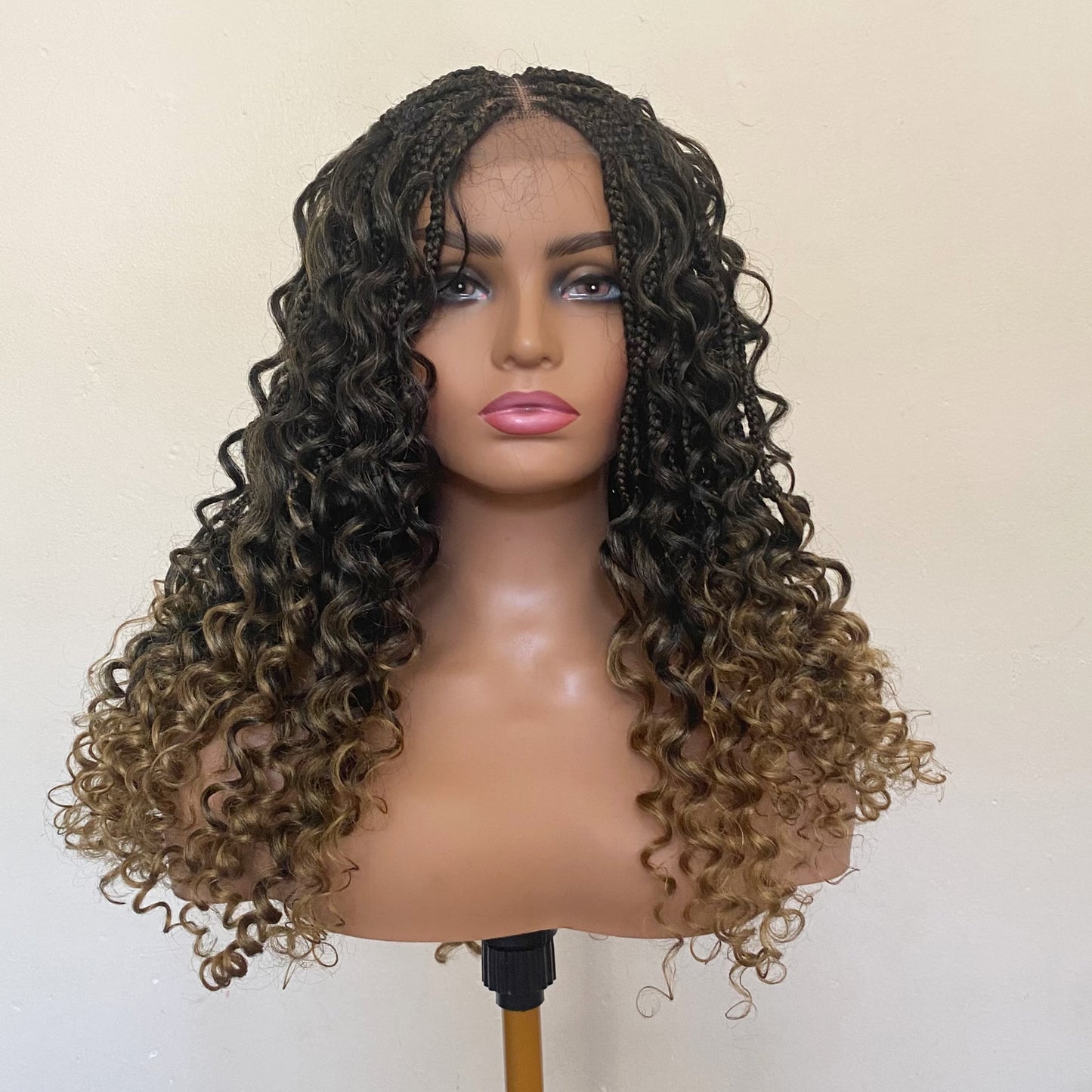 Handmade Boho Knotless Braided Wig with Curly Ends