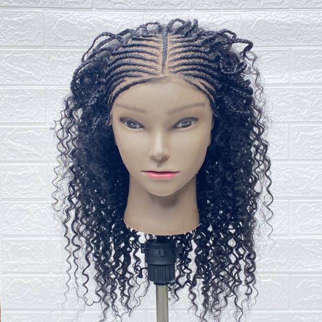 Children Cornrow Weave Wig Human Hair Mix Half weave Half Cornrow wigs for girls wig Hairloss and Alopecia