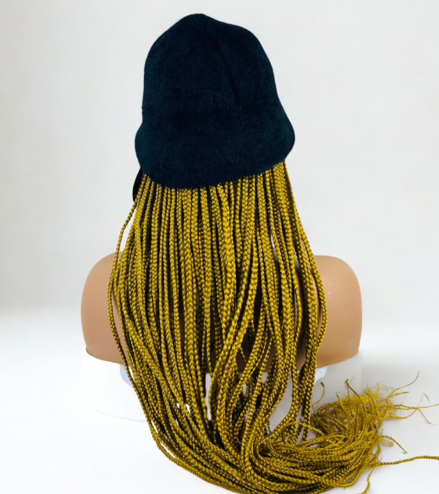 Hat wig Long Gold braids cap wig