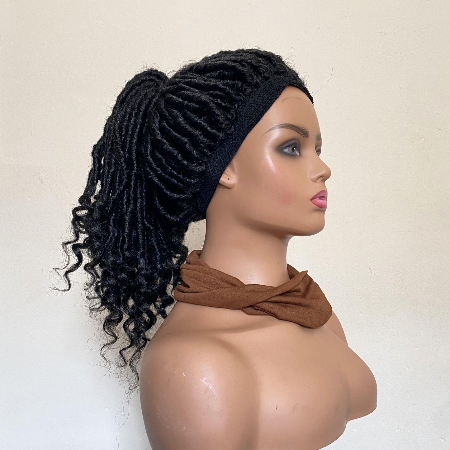 Straight Faux Locs  Headband Wig | Dread Locs Wig | Handmade Protective Style | Breathable Mesh Cap | Adjustable W