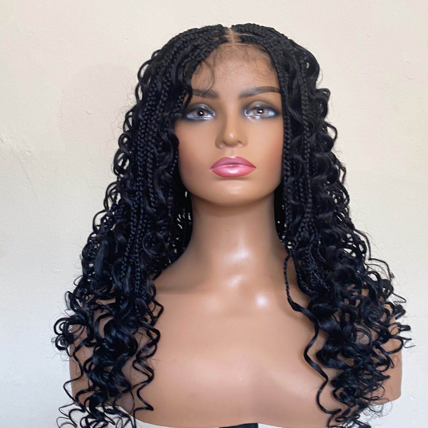 Handmade Boho Knotless Braided Wig with Curly Ends