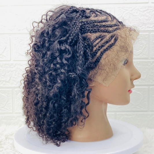 Kids Lace Front Braided wig Kinky Curly Human Hair wig for children Alopecia wig for girls Transparent 13x4 lace frontal cosplay costume wig