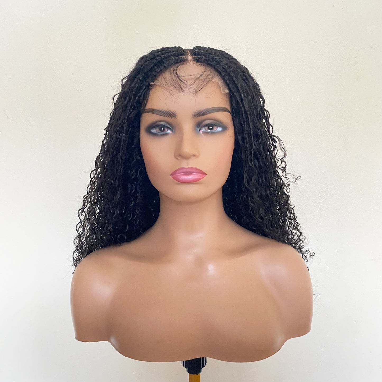 Goddess Braid Wig Human Hair – Deep Curly Braided Wig with Silicone Mesh Cap for Women, Glueless Protective Wig for Thinning Edges & Hair Loss