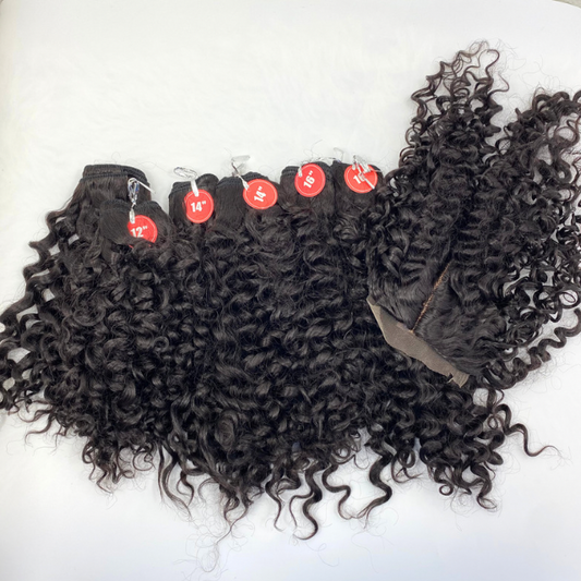 Super Bohemia synthetic hair extension 6pcs and closure  12" 14" 16" weave 230grm