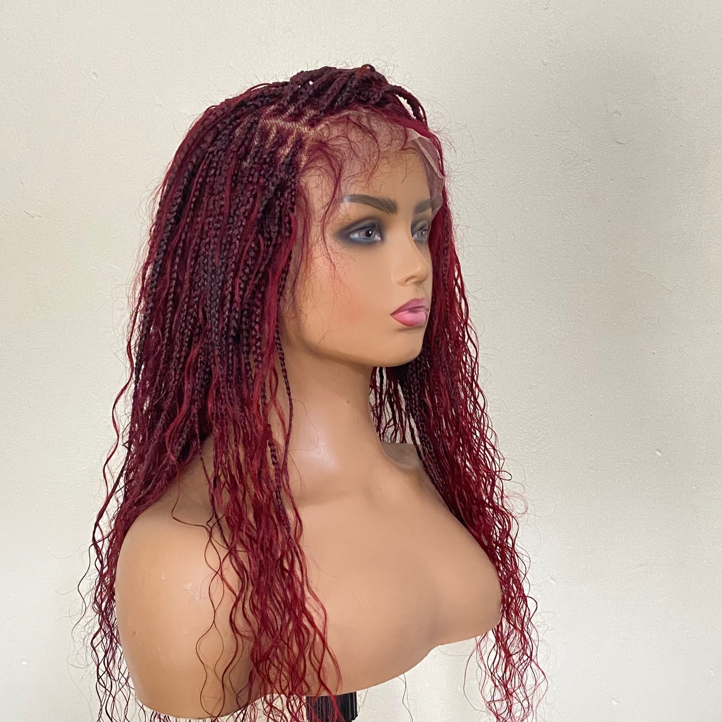 Lace Front Deep Wave Bohofushion Braid Wig Human Hair –   99J  Brazilian preplucked waterwave curly Goddess Braids