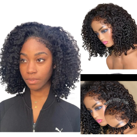 Women Lace frontal Curly baby  wig New Trend Human Hair wig for Black Women