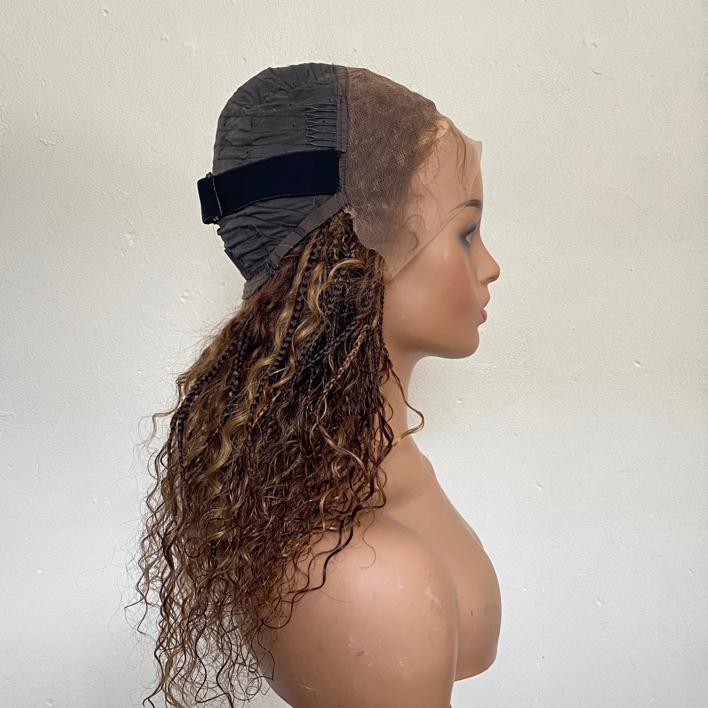 Deep Wave Bohofushion Braid Wig Human Hair –   P427 Highlights Brazilian preplucked waterwave curly Goddess Braids