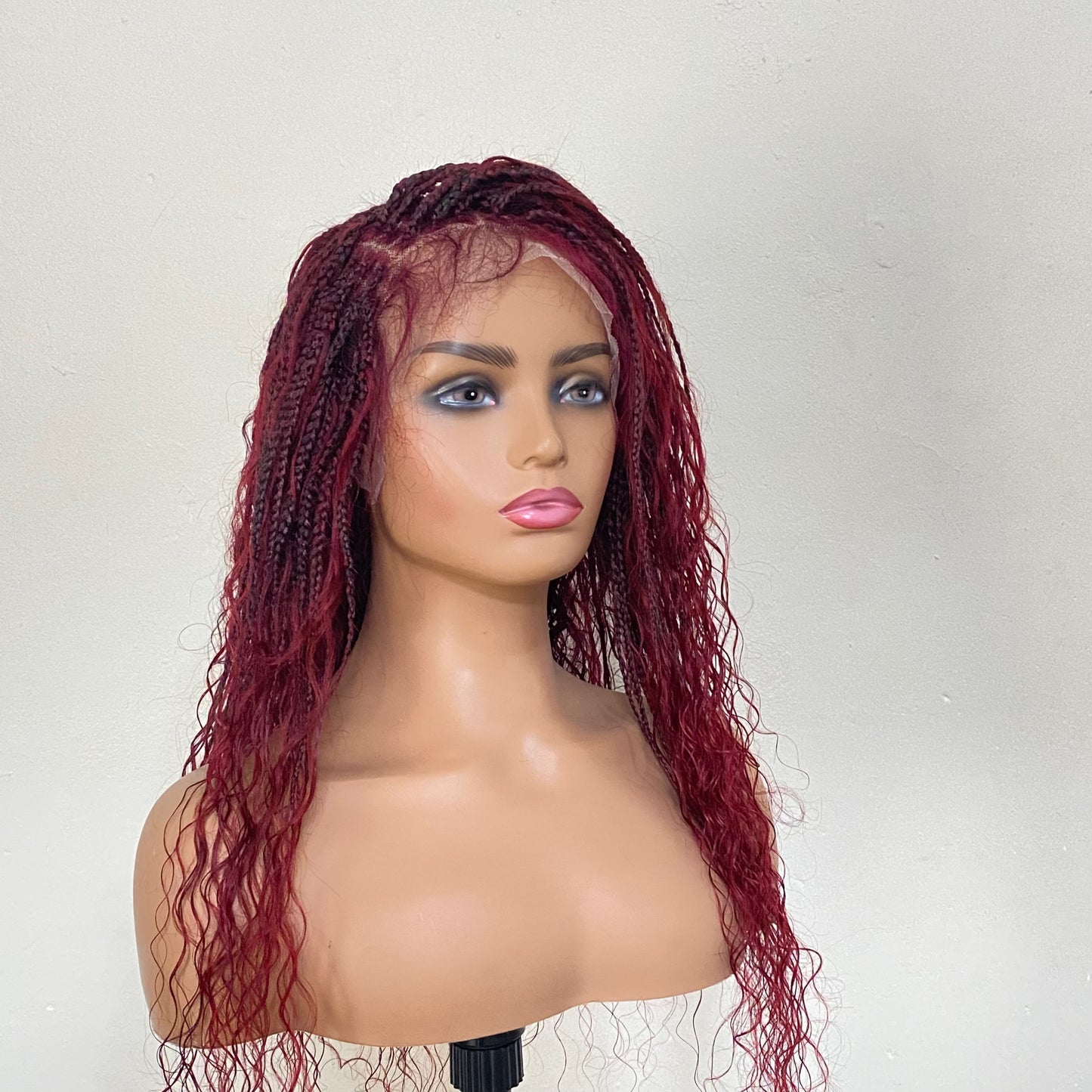 Lace Front Deep Wave Bohofushion Braid Wig Human Hair –   99J  Brazilian preplucked waterwave curly Goddess Braids