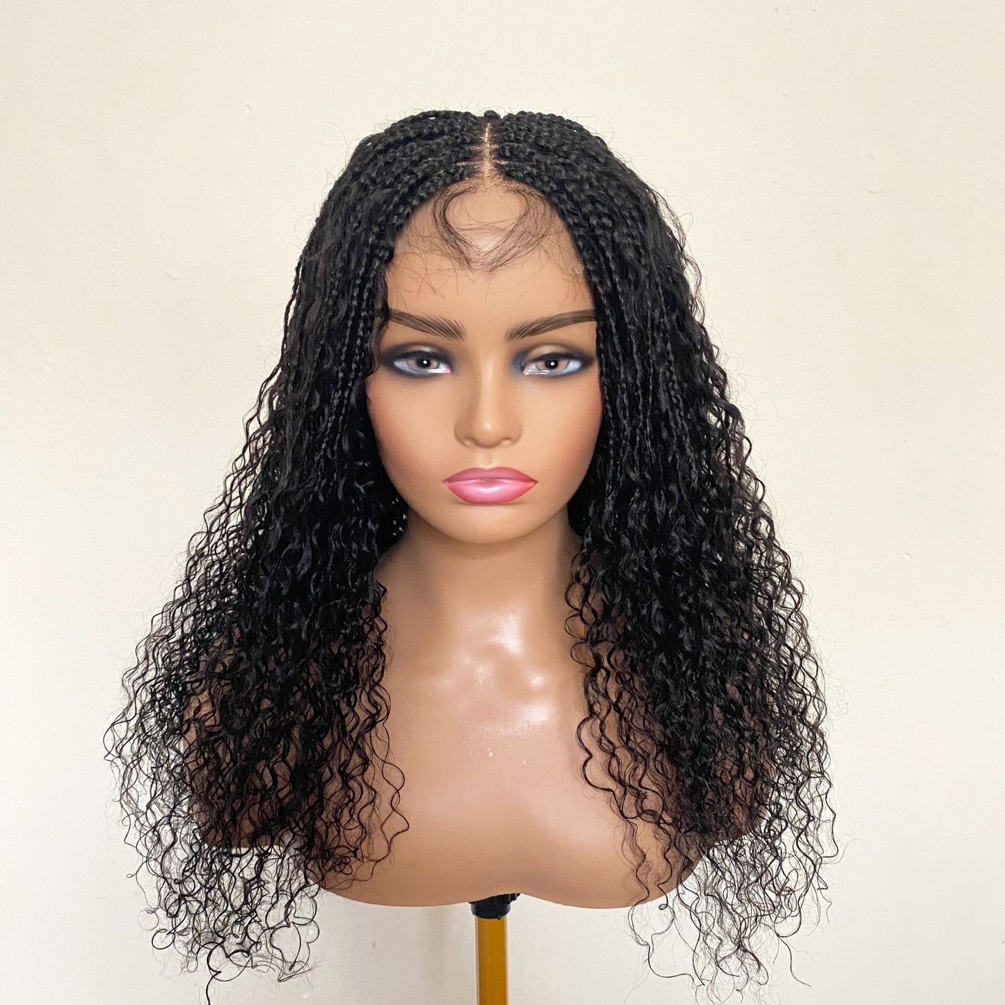 Goddess Braid Wig Human Hair – Deep Curly Braided Wig with Silicone Mesh Cap for Women, Glueless Protective Wig for Thinning Edges & Hair Loss