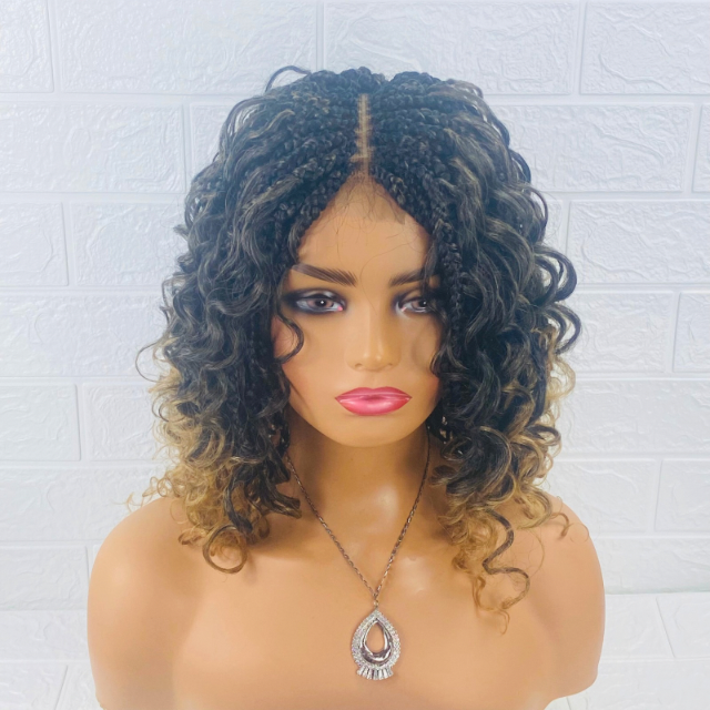 Goddess Box braid Wig Ombré Braiding Synthetic Wigs for  Black Women Crochet Braided wig for Ladies