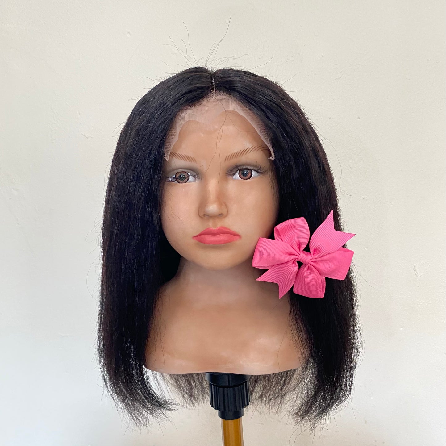 Kids Kinky Straight Wig with Non-Slip Silicone Cap – Soft Natural Hair Wig for Kids, Secure Fit for Alopecia & Hair Loss, Lightweight Comfor