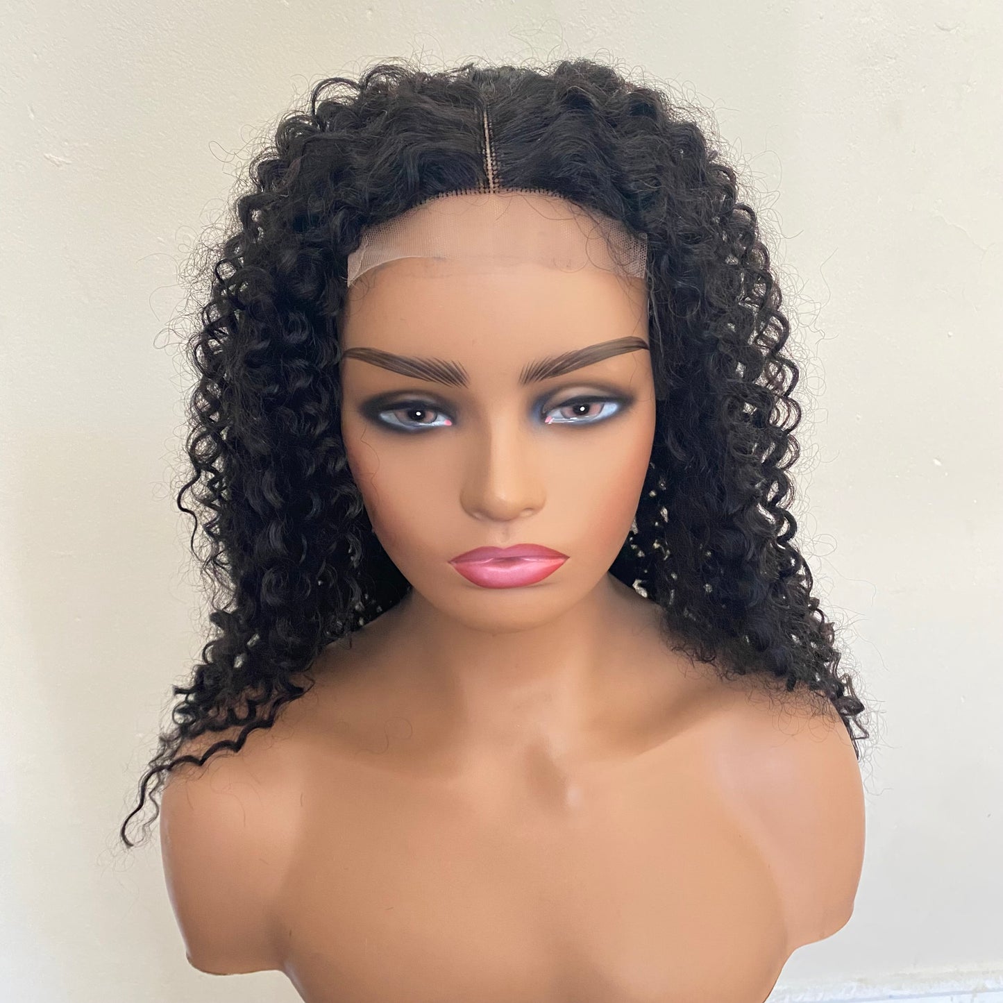Non slip Silicone Human Hair Kinky Curly Wig  Black Short Wigs