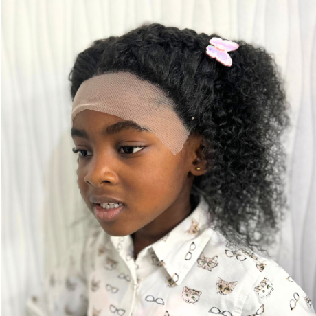 Kids Wigs, Human Hair Little girls wig, Afro Kinky Curls Lace  front wig for children Alopeica Little girls wig