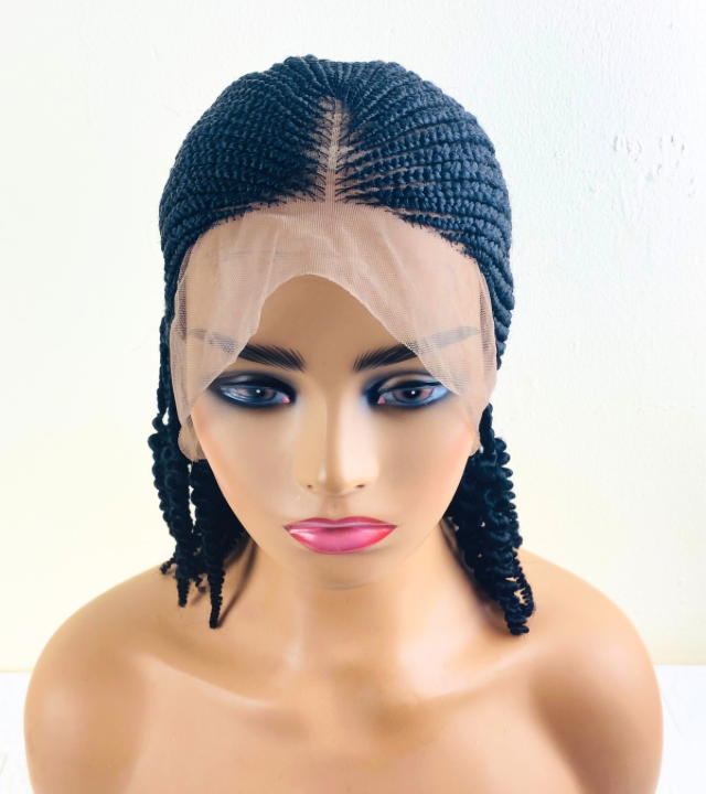 Women Glue-less full lace cornrow wig short short