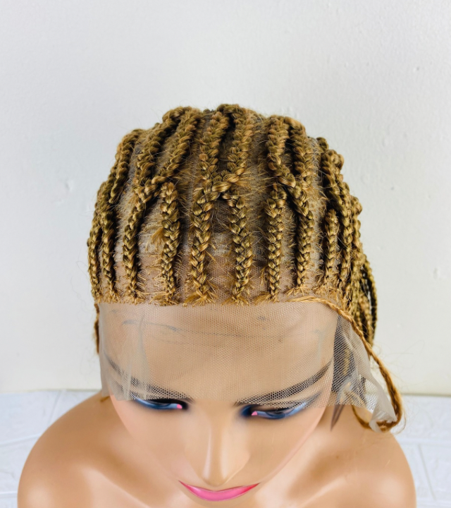Scissors style cornrow lace frontal Light Brown wig