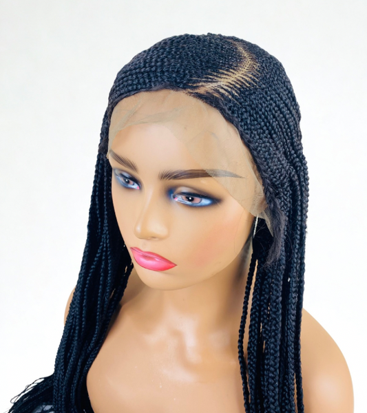 C cut Cornrow ladies black braid wig