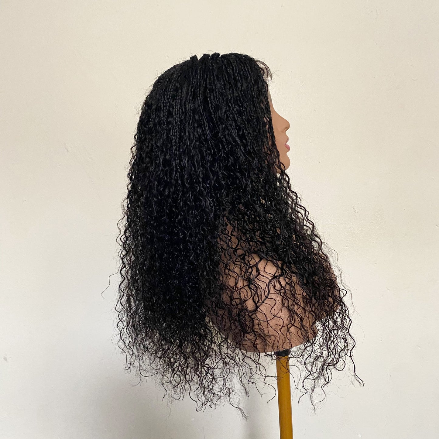 Goddess Braid Wig Human Hair – Deep Curly Braided Wig with Silicone Mesh Cap for Women, Glueless Protective Wig for Thinning Edges & Hair Loss