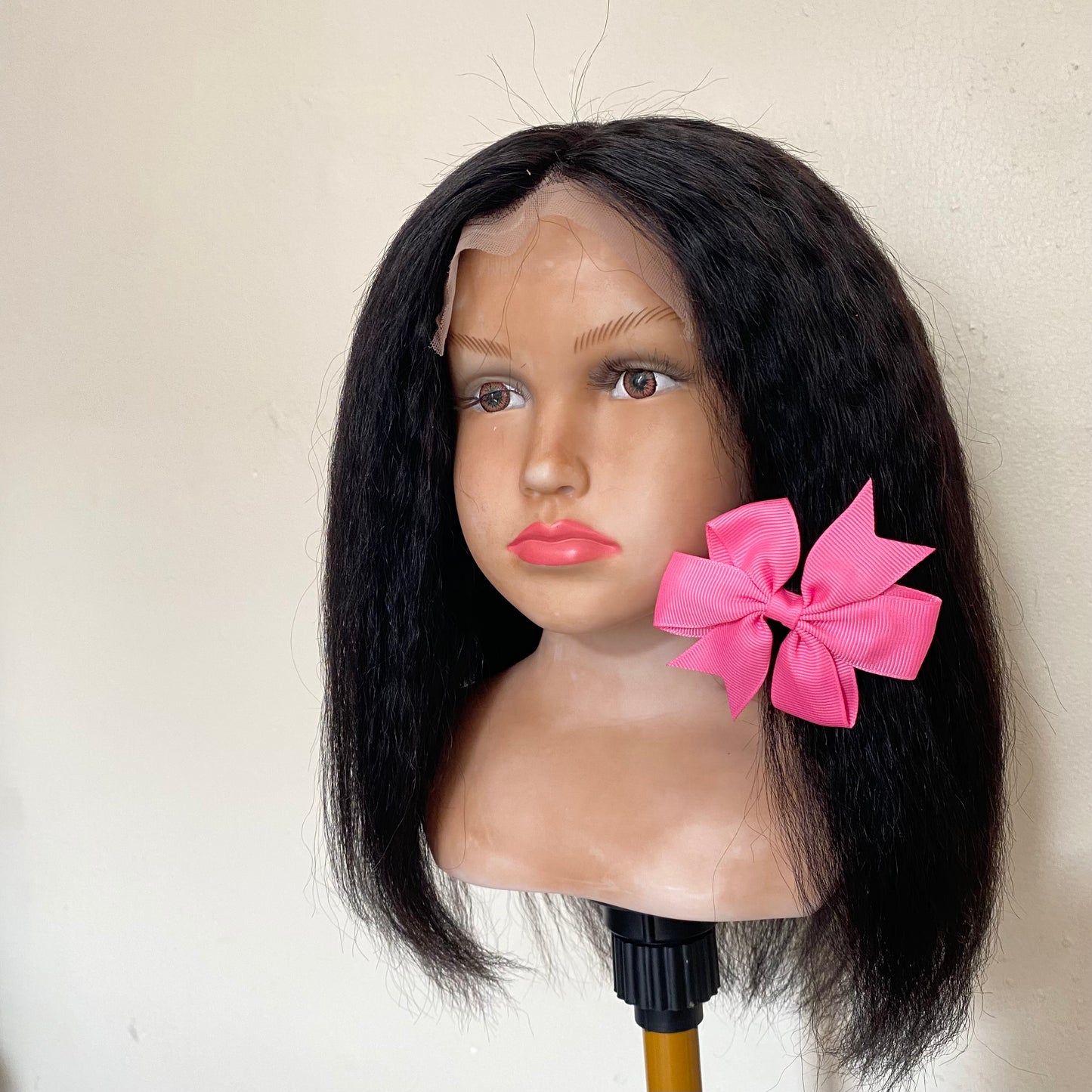 Kids Kinky Straight Wig with Non-Slip Silicone Cap – Soft Natural Hair Wig for Kids, Secure Fit for Alopecia & Hair Loss, Lightweight Comfor