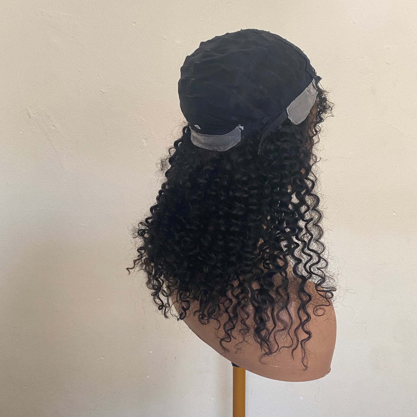 Non slip Silicone Human Hair Kinky Curly Wig  Black Short Wigs
