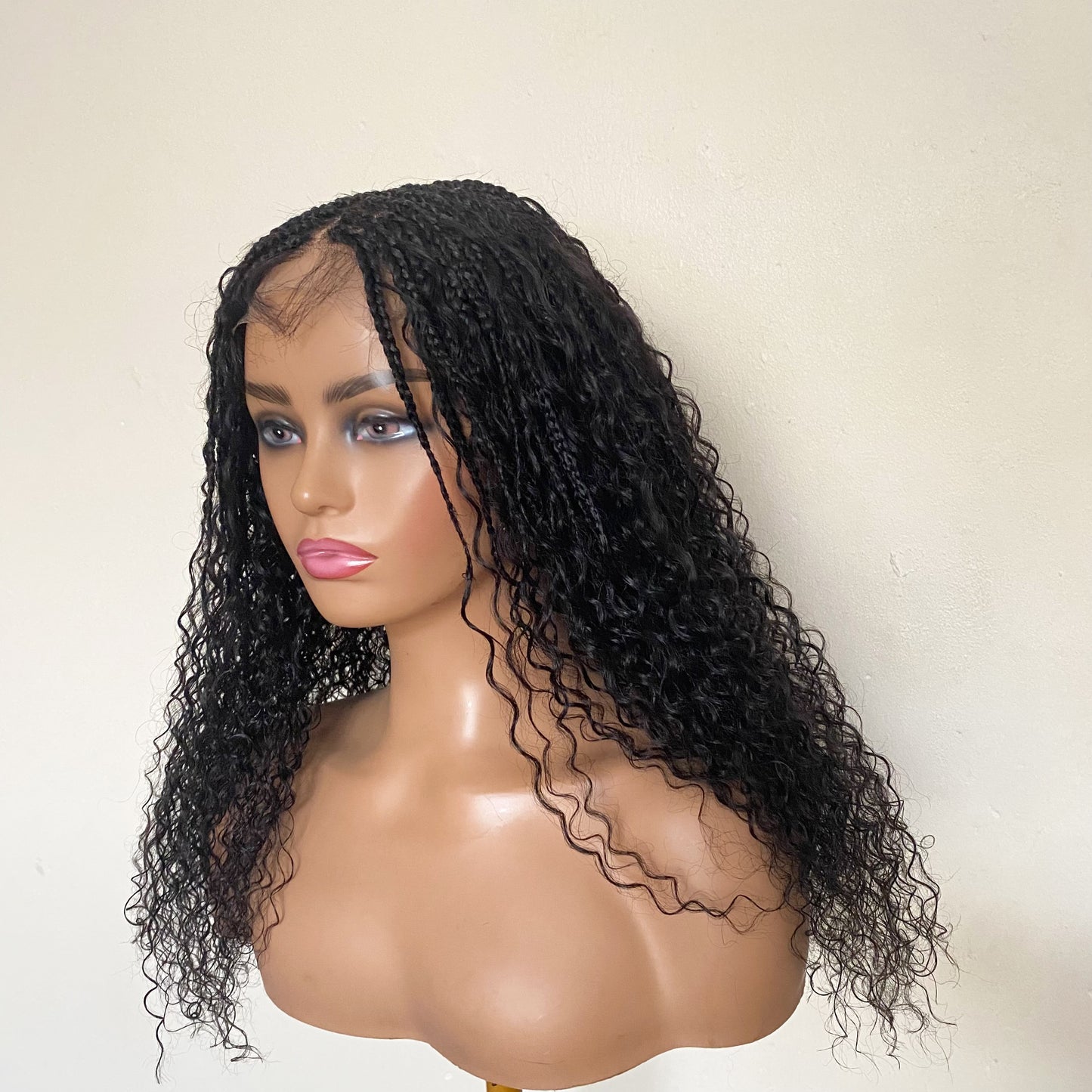 Goddess Braid Wig Human Hair – Deep Curly Braided Wig with Silicone Mesh Cap for Women, Glueless Protective Wig for Thinning Edges & Hair Loss