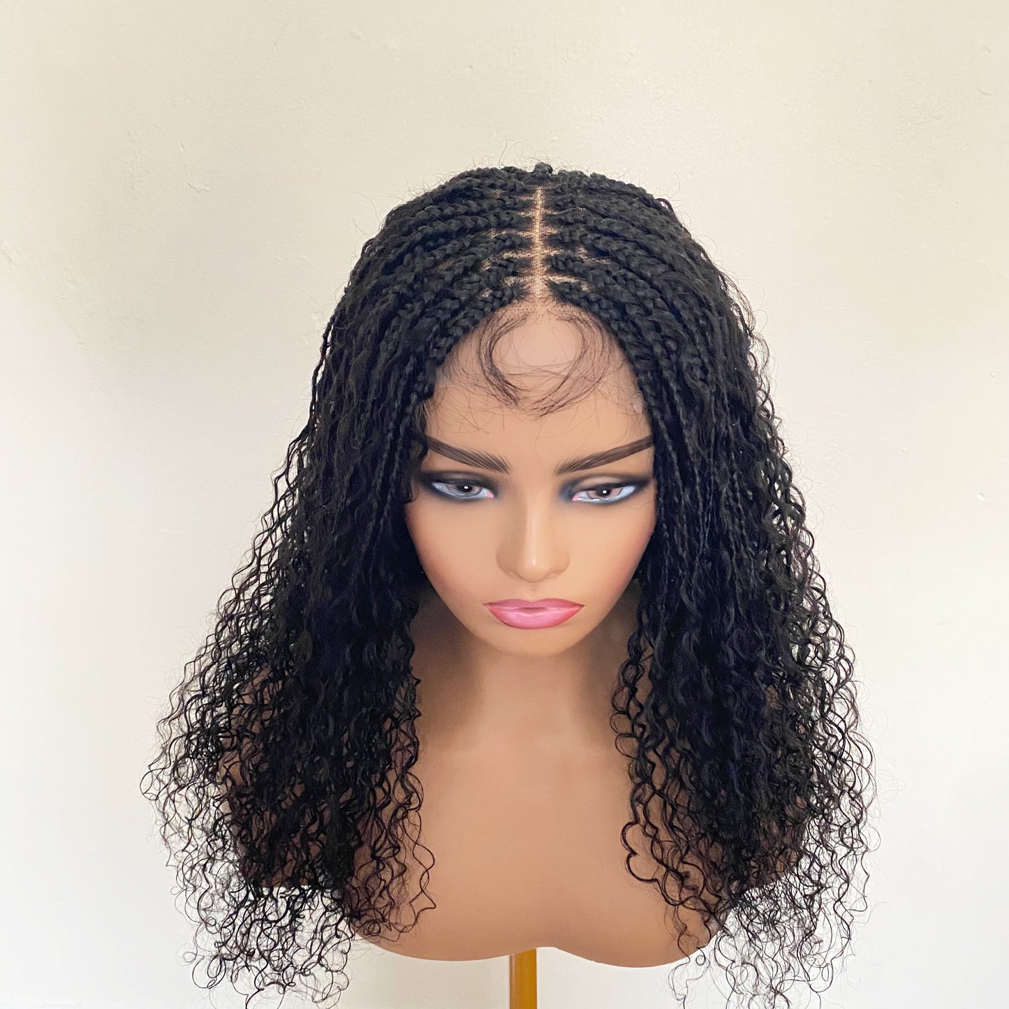Goddess Braid Wig Human Hair – Deep Curly Braided Wig with Silicone Mesh Cap for Women, Glueless Protective Wig for Thinning Edges & Hair Loss