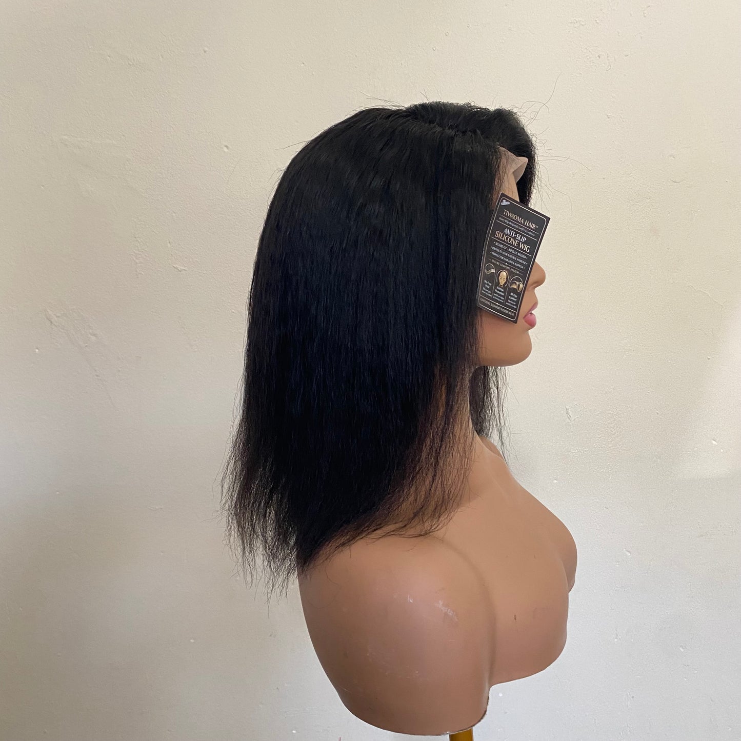 Non Slip Silicone Human Hair wig medical wig kinky straight closure wigs 250% Density