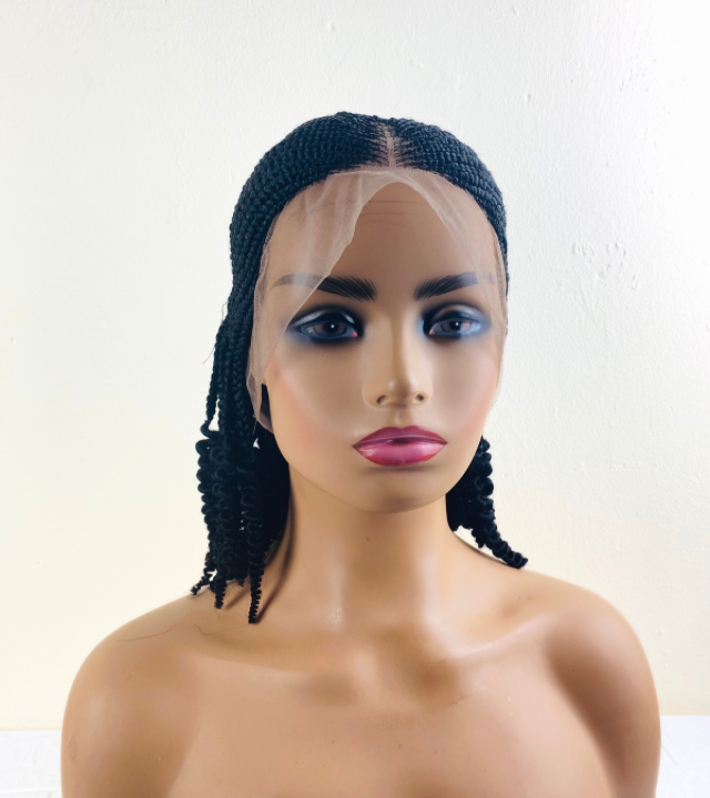 Women Glue-less full lace cornrow wig short short