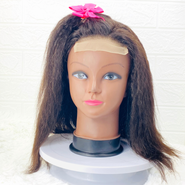 Children Afro Kinky Straight Human Hair Wig Lace Closure Girls And Teens Wig