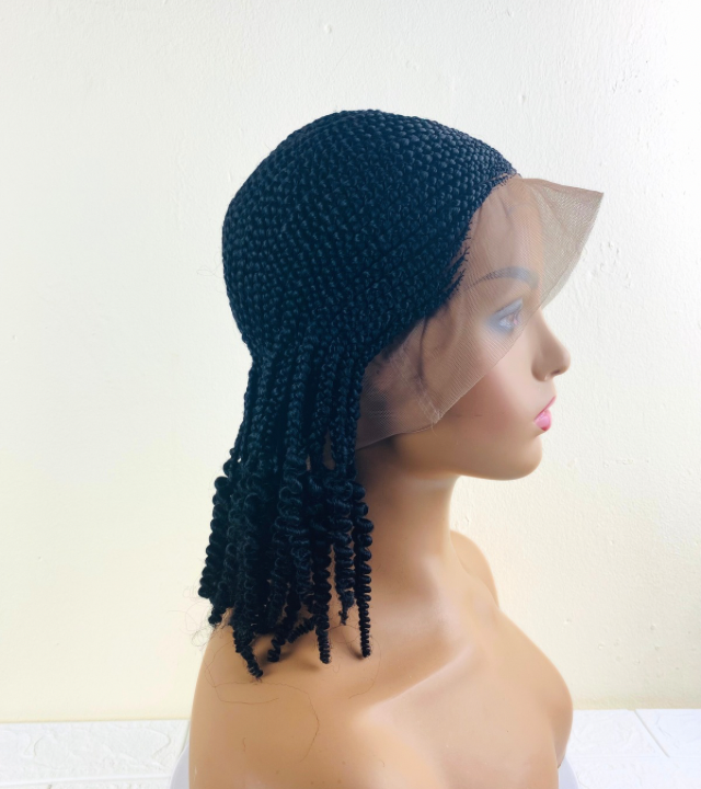 Women Glue-less full lace cornrow wig short short