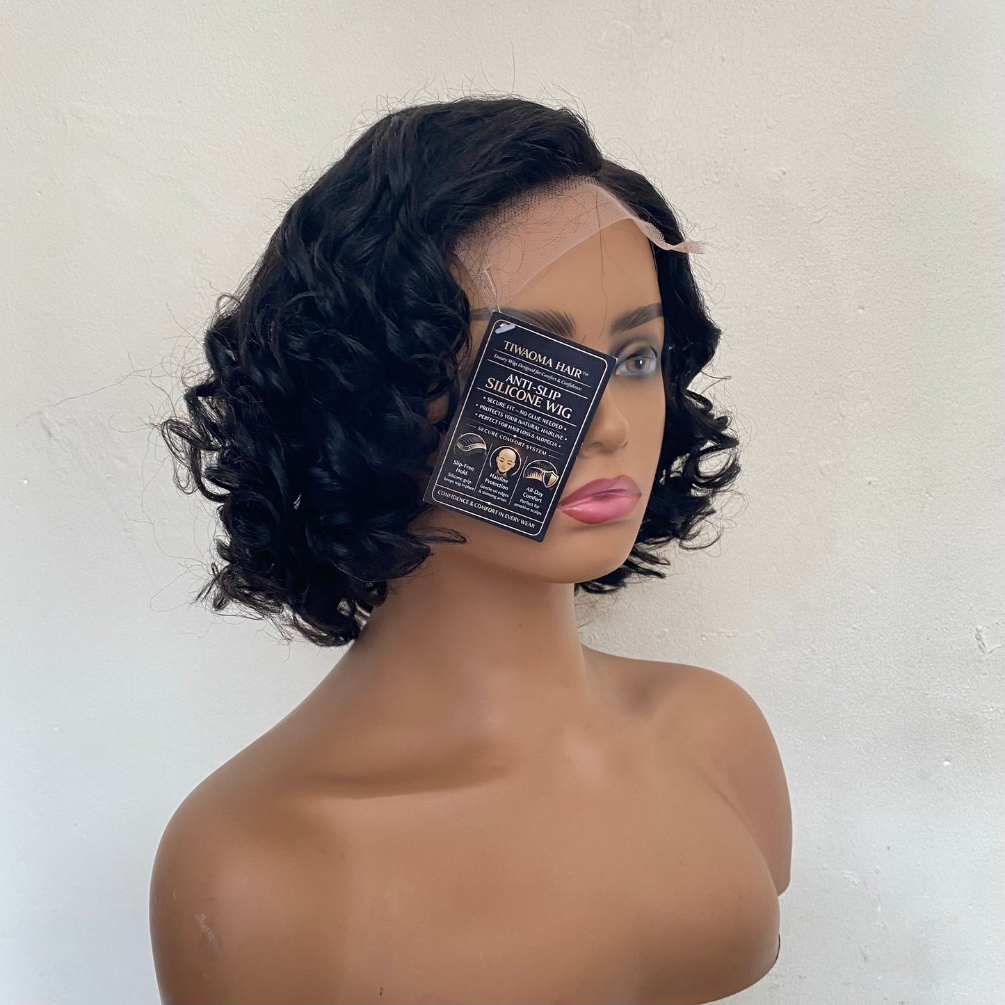 Protect Your Edges Wig | Kinky Curly Bob with Silicone Grip Cap | Beginner Friendly Glueless Wig