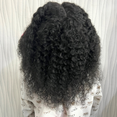 Kids Wigs, Human Hair Little girls wig, Afro Kinky Curls Lace  front wig for children Alopeica Little girls wig