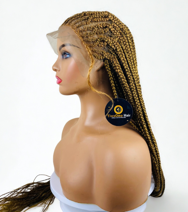 Scissors style cornrow lace frontal Light Brown wig