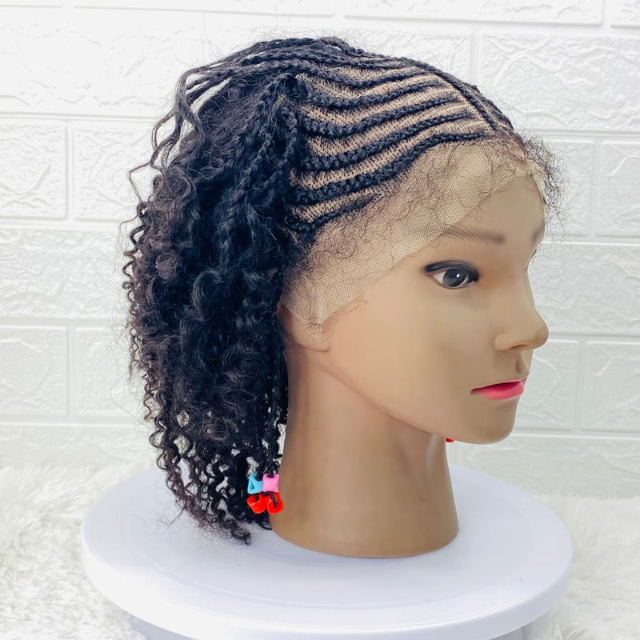 Children Lace Front Kinky Curly Braided Wig Human Hair wig for kids Alopecia wig for girls Transparent 13x4 lace frontal cosplay costume wig