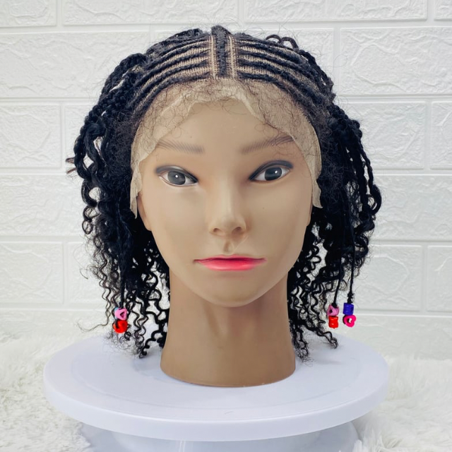 Children Lace Front Kinky Curly Braided Wig Human Hair wig for kids Alopecia wig for girls Transparent 13x4 lace frontal cosplay costume wig