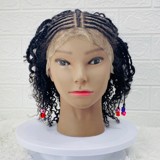 Children Lace Front Kinky Curly Braided Wig Human Hair wig for kids Alopecia wig for girls Transparent 13x4 lace frontal cosplay costume wig