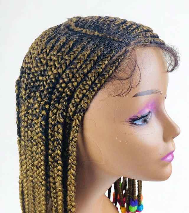 Kids 3 step Ghana braid lace frontal wig, Hair loss replacement children
