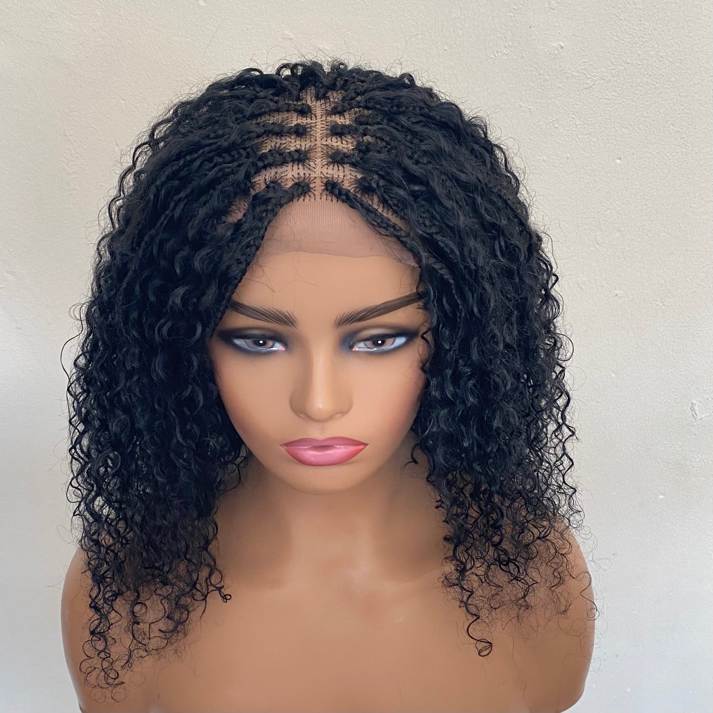 Human Hair blend Goddess Braid wig Boho braided wigs Short Bob wig Jerry curls