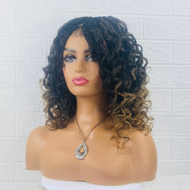 Goddess Box braid Wig Ombré Braiding Synthetic Wigs for  Black Women Crochet Braided wig for Ladies