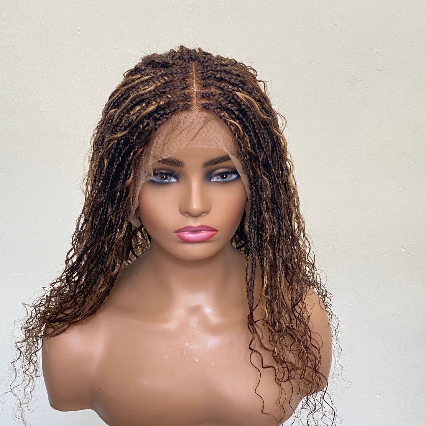Deep Wave Bohofushion Braid Wig Human Hair –   P427 Highlights Brazilian preplucked waterwave curly Goddess Braids