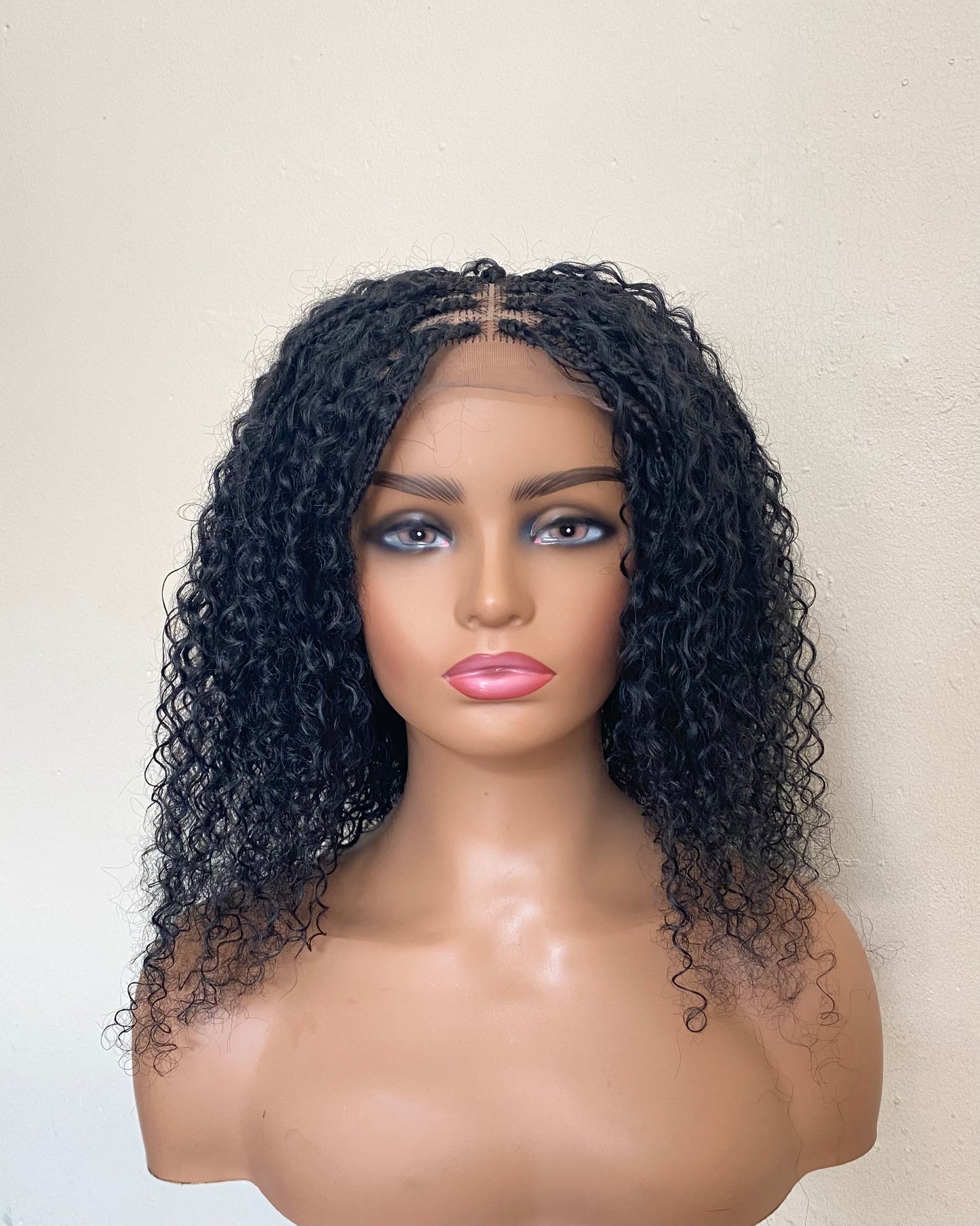 Human Hair blend Goddess Braid wig Boho braided wigs Short Bob wig Jerry curls