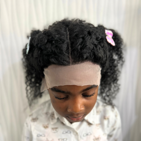 Kids Wigs, Human Hair Little girls wig, Afro Kinky Curls Lace  front wig for children Alopeica Little girls wig