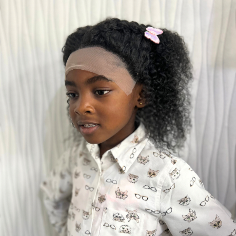 Kids Wigs, Human Hair Little girls wig, Afro Kinky Curls Lace  front wig for children Alopeica Little girls wig